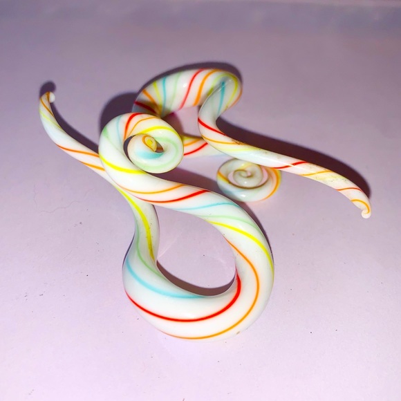 Colorful Candy cane Glass Squid Spiral Plugs - Picture 3 of 6